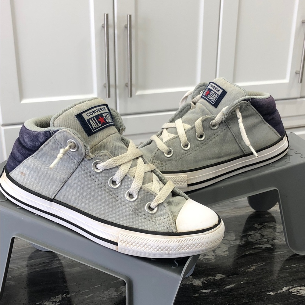 Converse Kids Mid-Top Sneakers | Size 1 Youth | Gray & Navy